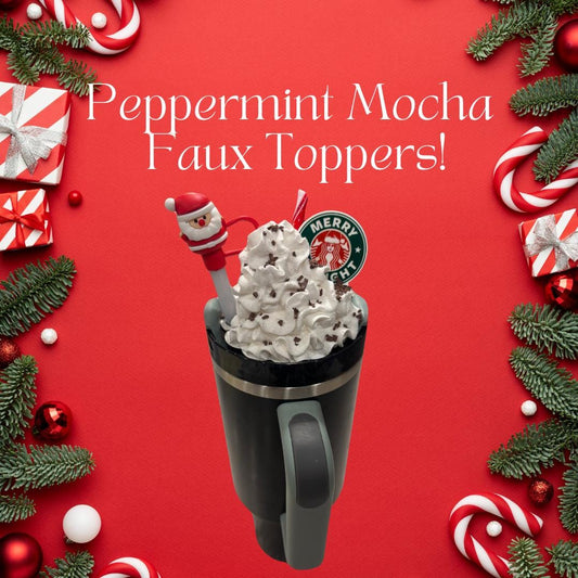 Faux Stanley Toppers- 40oz/30oz Size- Peppermint Mocha- Christmas- Holiday- Festive Stanley Toppers- Stanley Tumbler Accessories