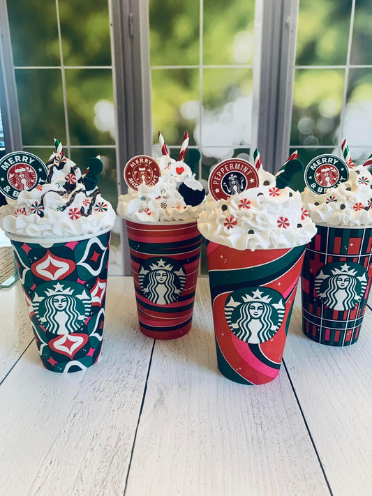 Holiday Faux Coffee Cups- Christmas Gifts- Coffee Bar Decor