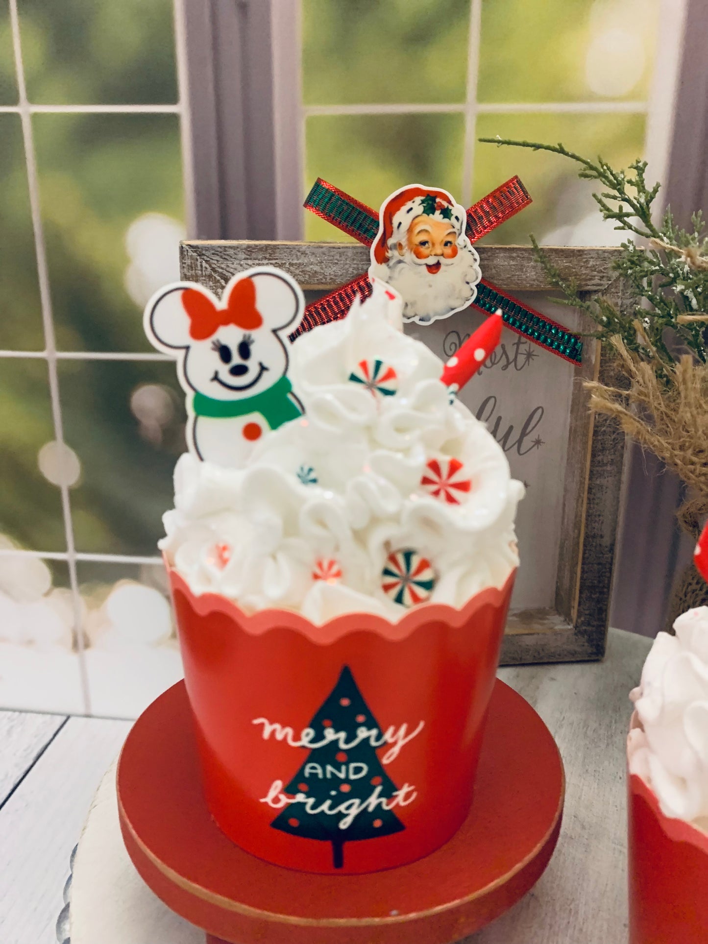 Faux Mickey and Minnie Inspired Christmas Cupcakes