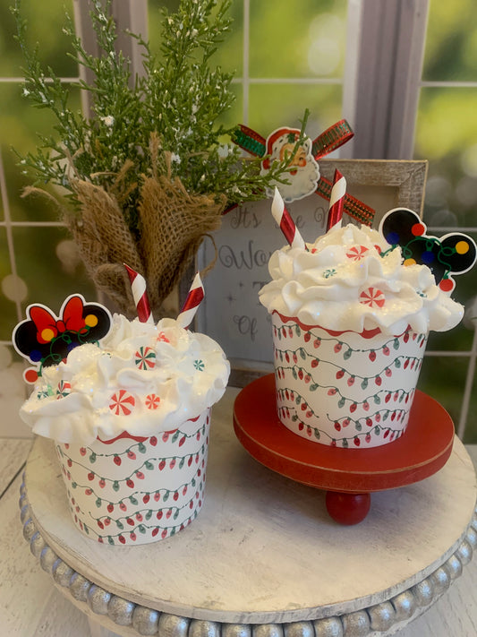 Christmas Faux Mickey and Minnie Cupcakes- Disney Inspired