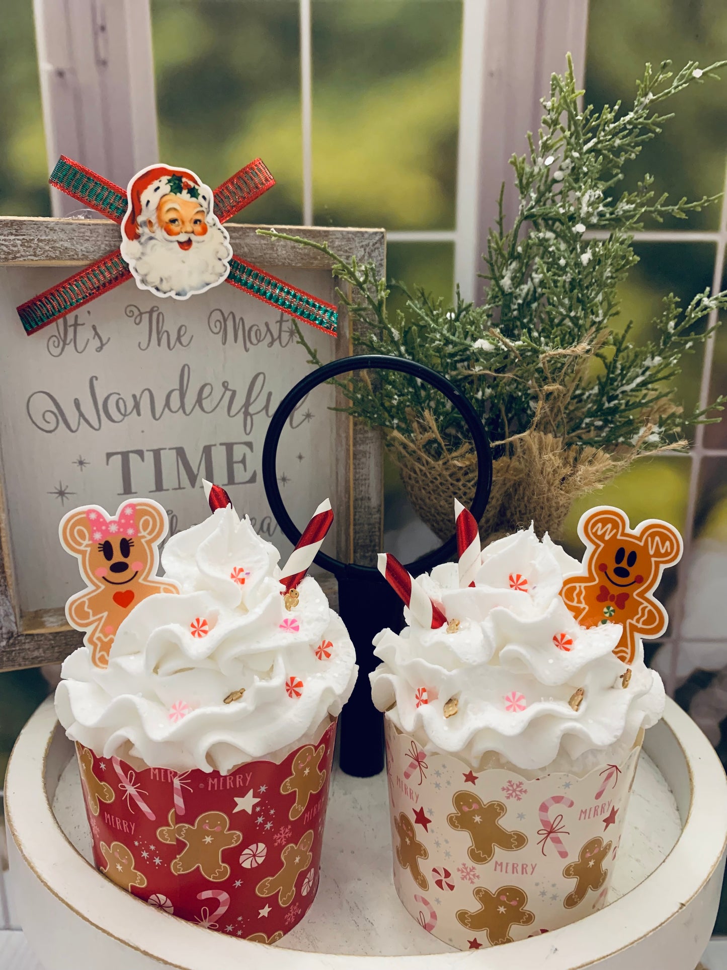 Christmas Disney Inspired Mickey and Minnie Gingerbread Faux Cupcakes