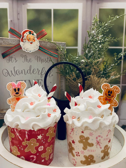 Christmas Disney Inspired Mickey and Minnie Gingerbread Faux Cupcakes