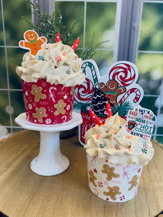 Christmas Gingerbread Faux Cupcakes- Coffee Bar- Tiered Tray Decor