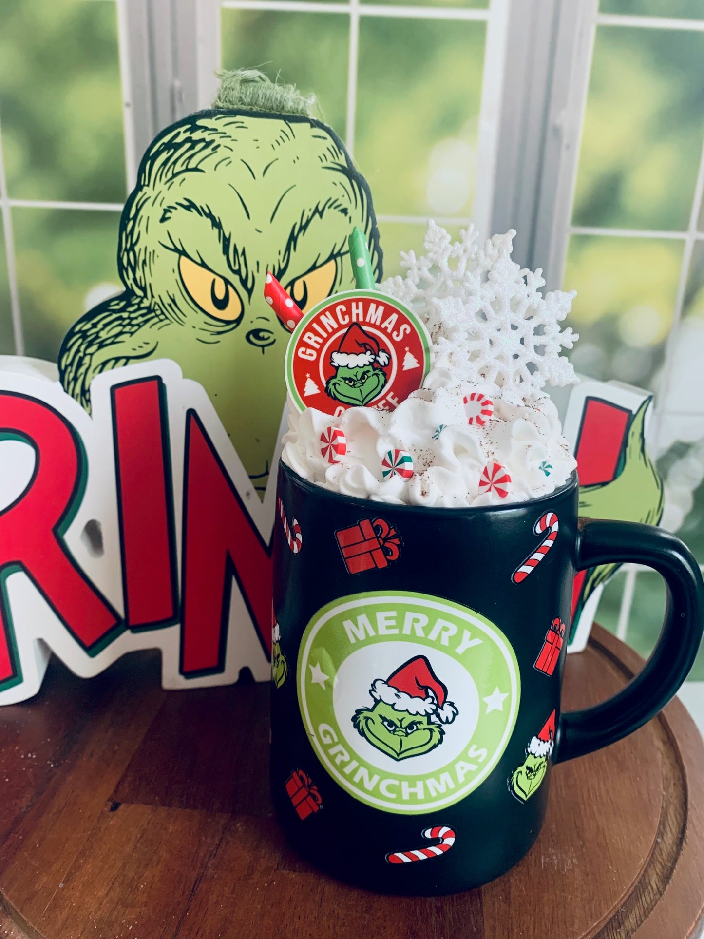 Grinch Inspired Faux Whip Mug- Merry Grinchmas- Christmas Decor