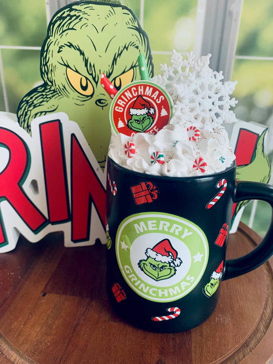 Grinch Inspired Faux Whip Mug- Merry Grinchmas- Christmas Decor