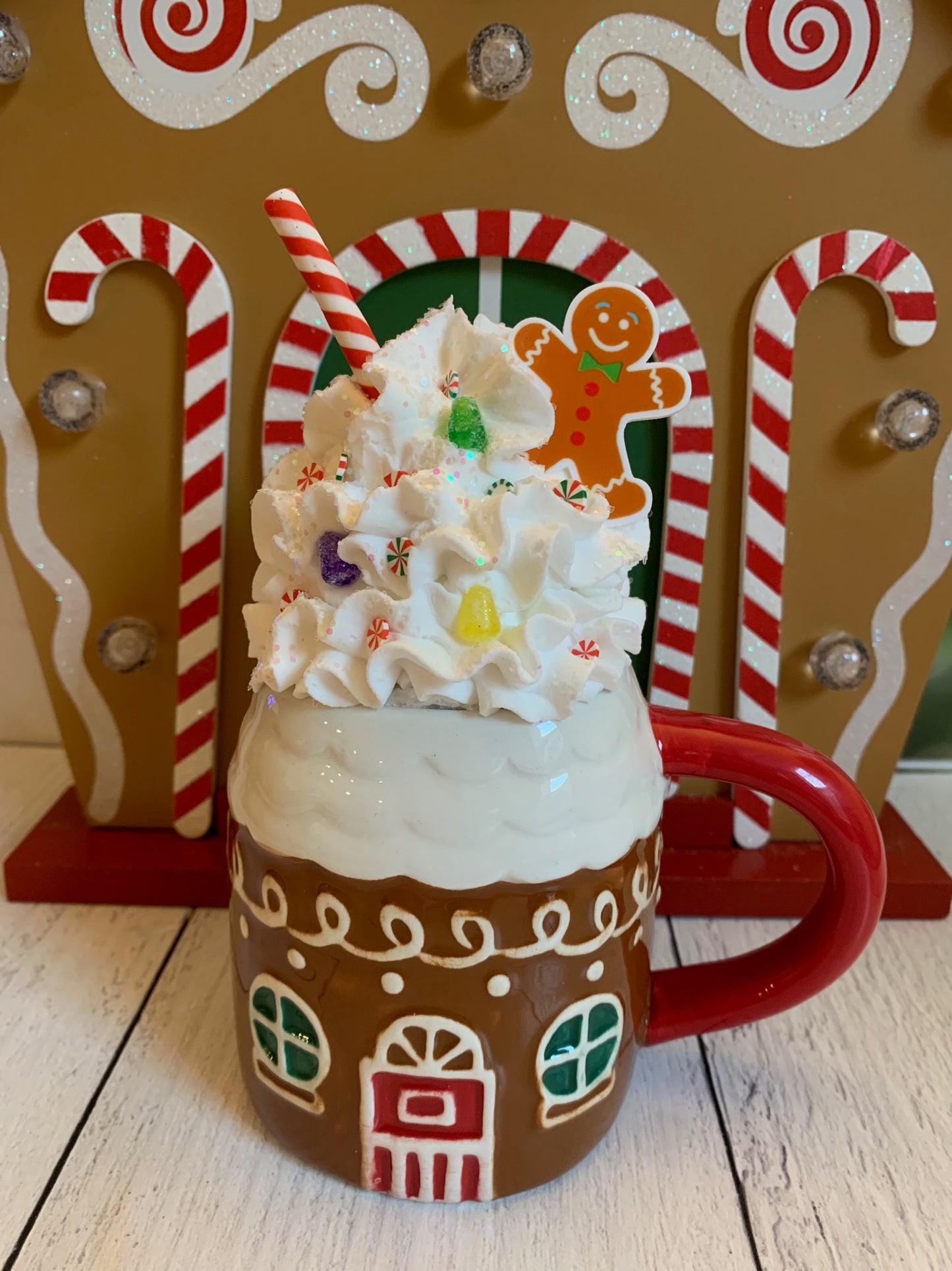 GingerBread House Mug with Faux Icing- Christmas Decor