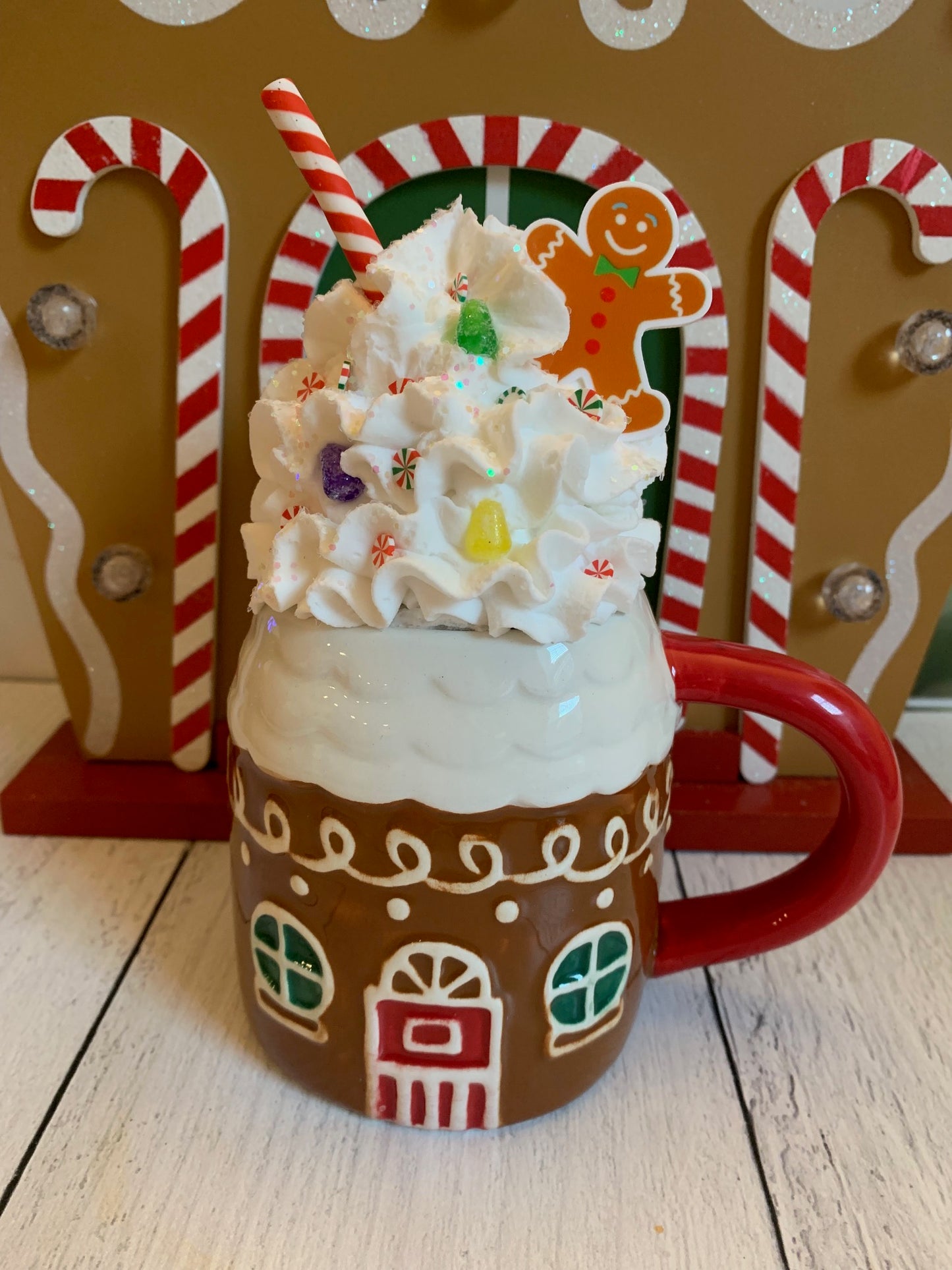 GingerBread House Mug with Faux Icing- Christmas Decor