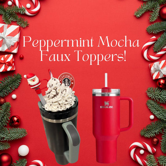 Peppermint Mocha Stanley Faux Topper- Festive- Christmas- Holiday Stanley Toppers- 40oz Size 30oz Size