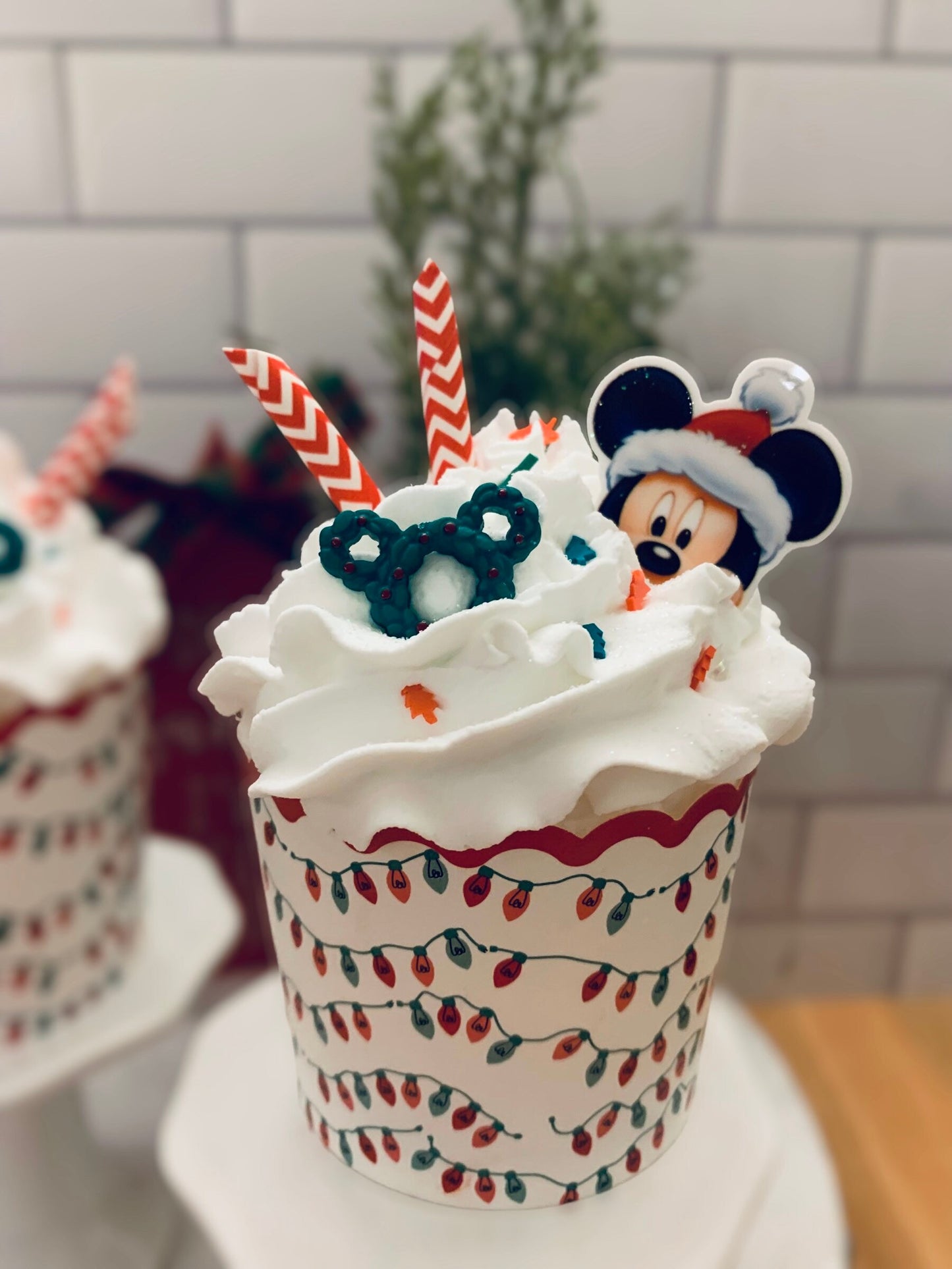 Christmas Disney Inspired Faux Cupcakes- Mickey- Minnie -Christmas Holiday Decor- Tiered Trays- Coffee bar