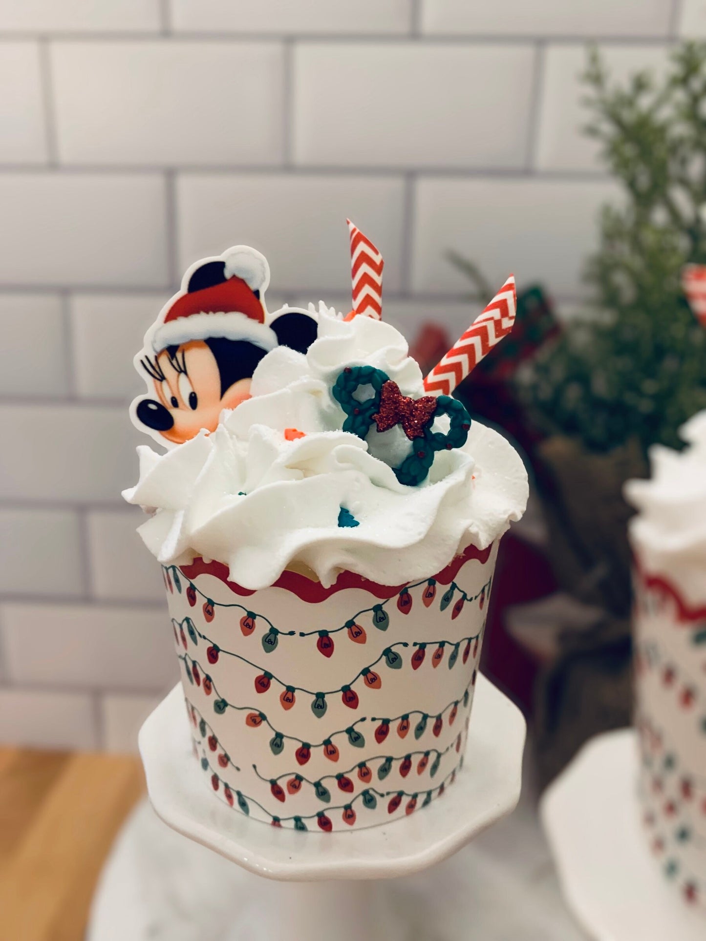 Christmas Disney Inspired Faux Cupcakes- Mickey- Minnie -Christmas Holiday Decor- Tiered Trays- Coffee bar