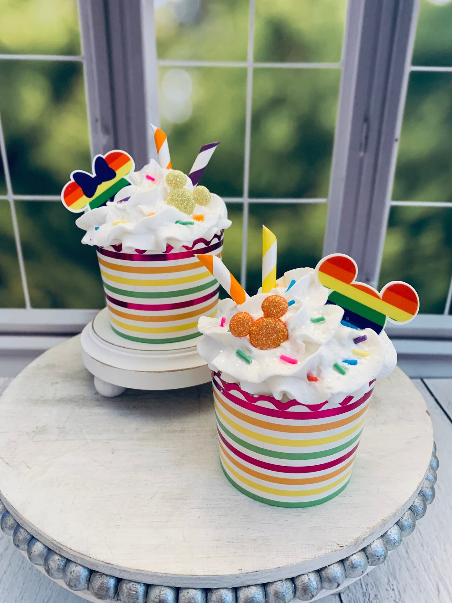 LGBTQ Faux Cupcakes- Tiered Tray- Mickey - Minnie Inspired- Coffee Bar Decor