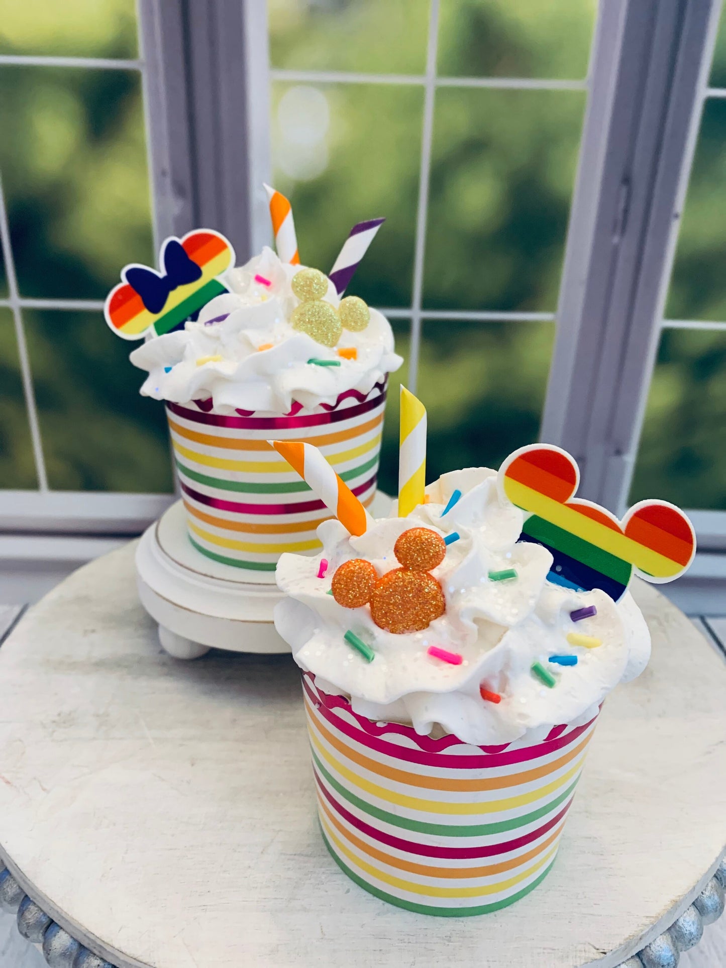 LGBTQ Faux Cupcakes- Tiered Tray- Mickey - Minnie Inspired- Coffee Bar Decor