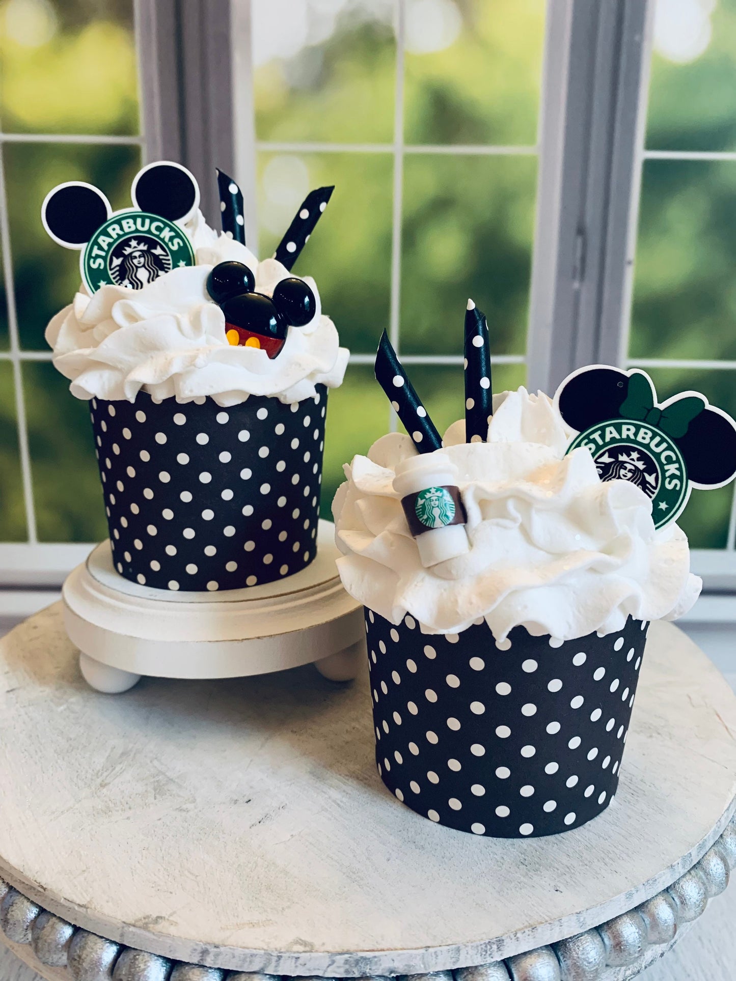 Faux Cupcakes- Starbucks- Mickey-Minnie- Tiered Trays- Coffee Bar- Farmhouse -Food Props