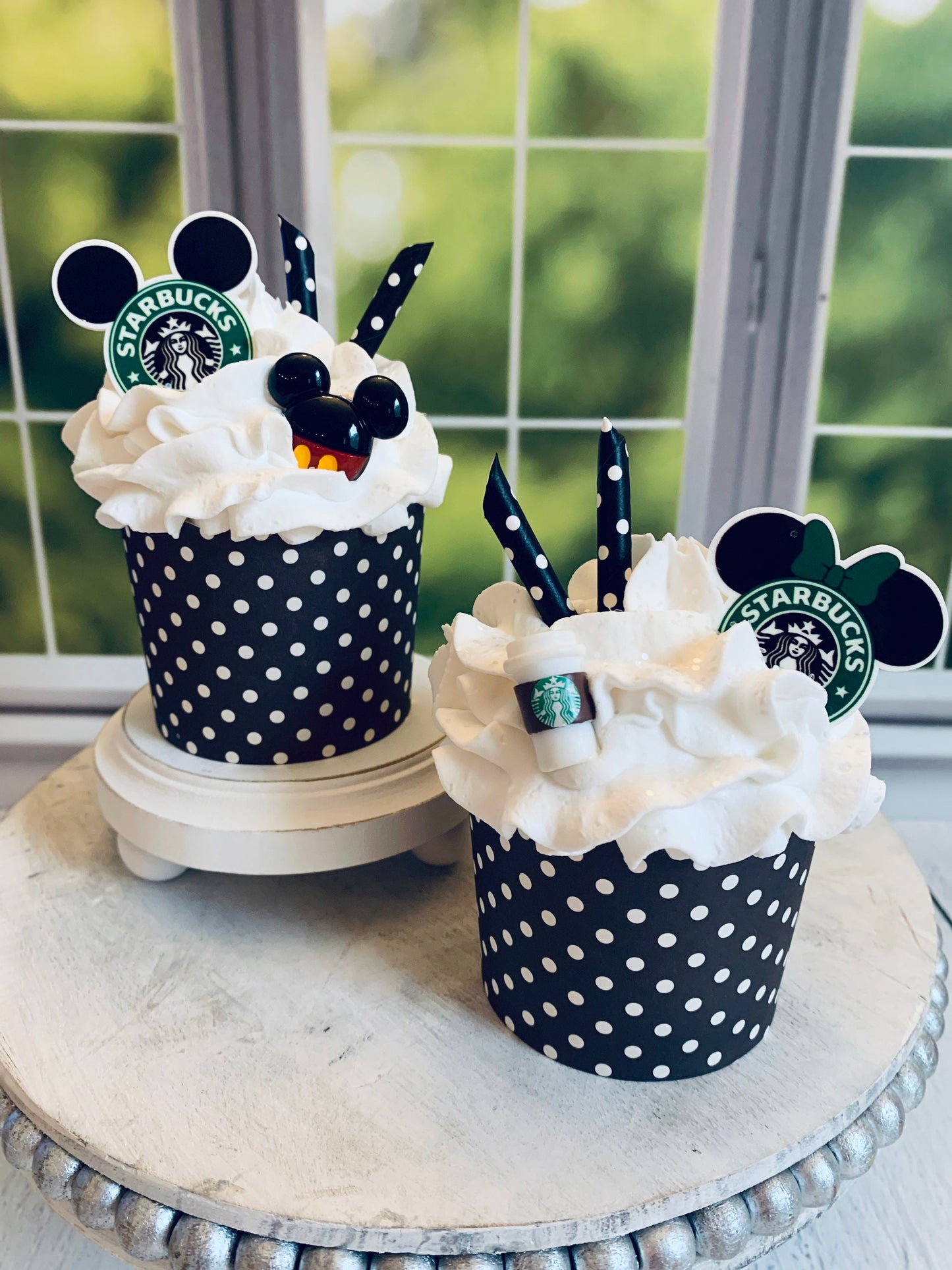 Faux Cupcakes- Starbucks- Mickey-Minnie- Tiered Trays- Coffee Bar- Farmhouse -Food Props