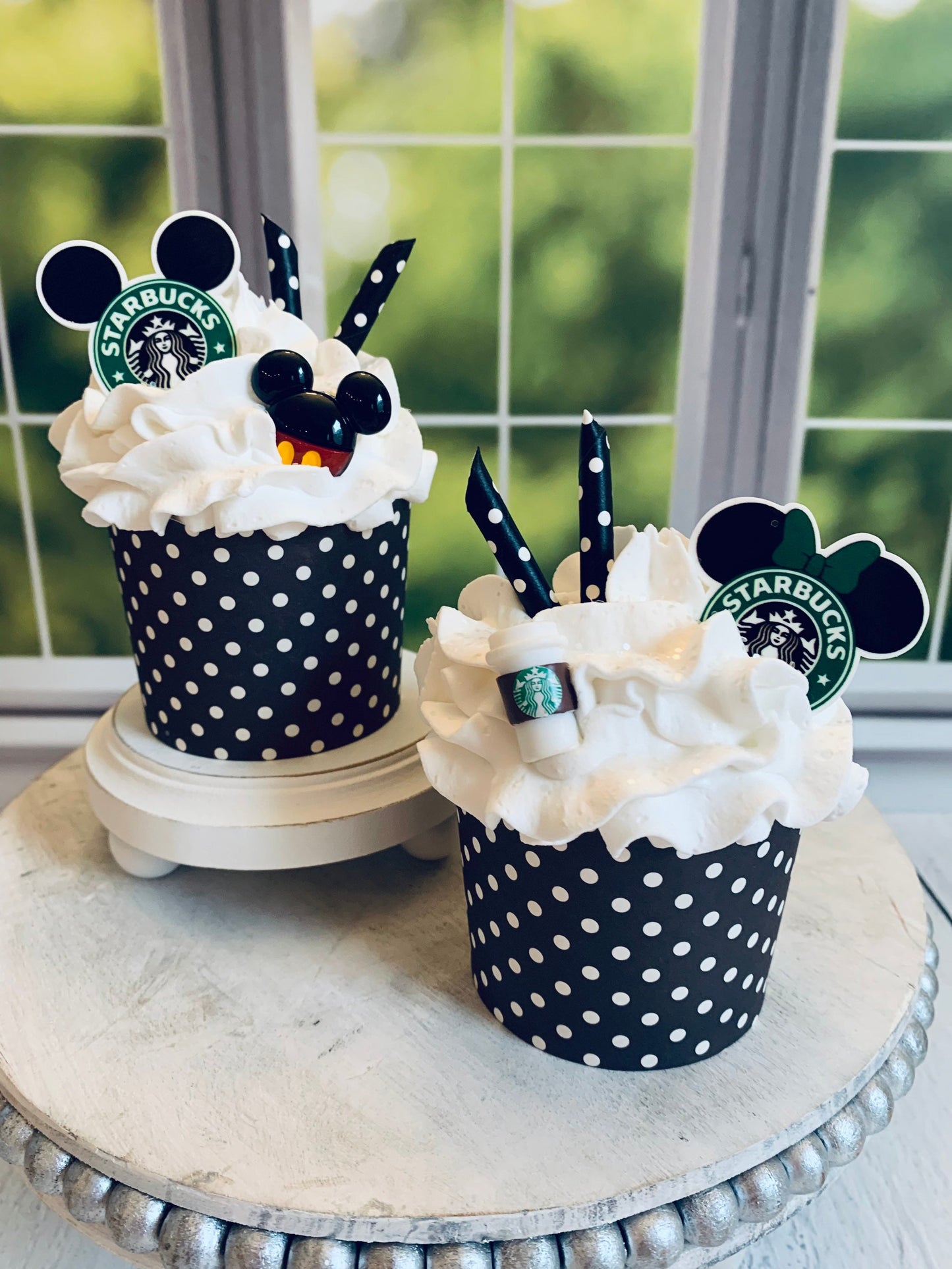 Faux Cupcakes- Starbucks- Mickey-Minnie- Tiered Trays- Coffee Bar- Farmhouse -Food Props