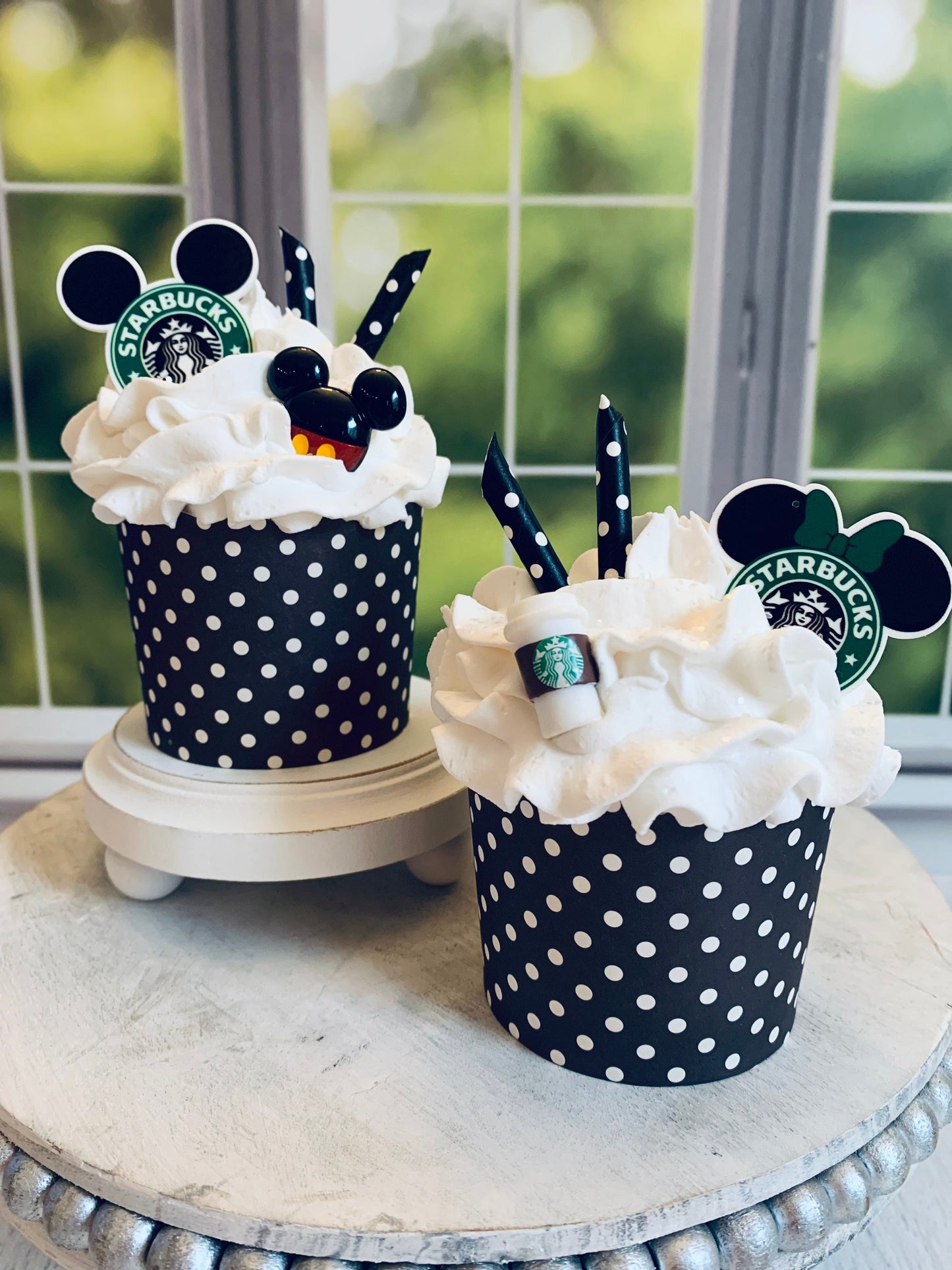 Faux Cupcakes- Starbucks- Mickey-Minnie- Tiered Trays- Coffee Bar- Farmhouse -Food Props