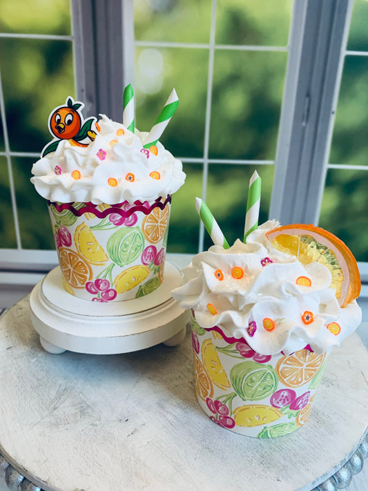 Faux Cupcakes- Summer Decor- Orange Bird- Tiered Trays- Photo Props- Coffee Bar Decor