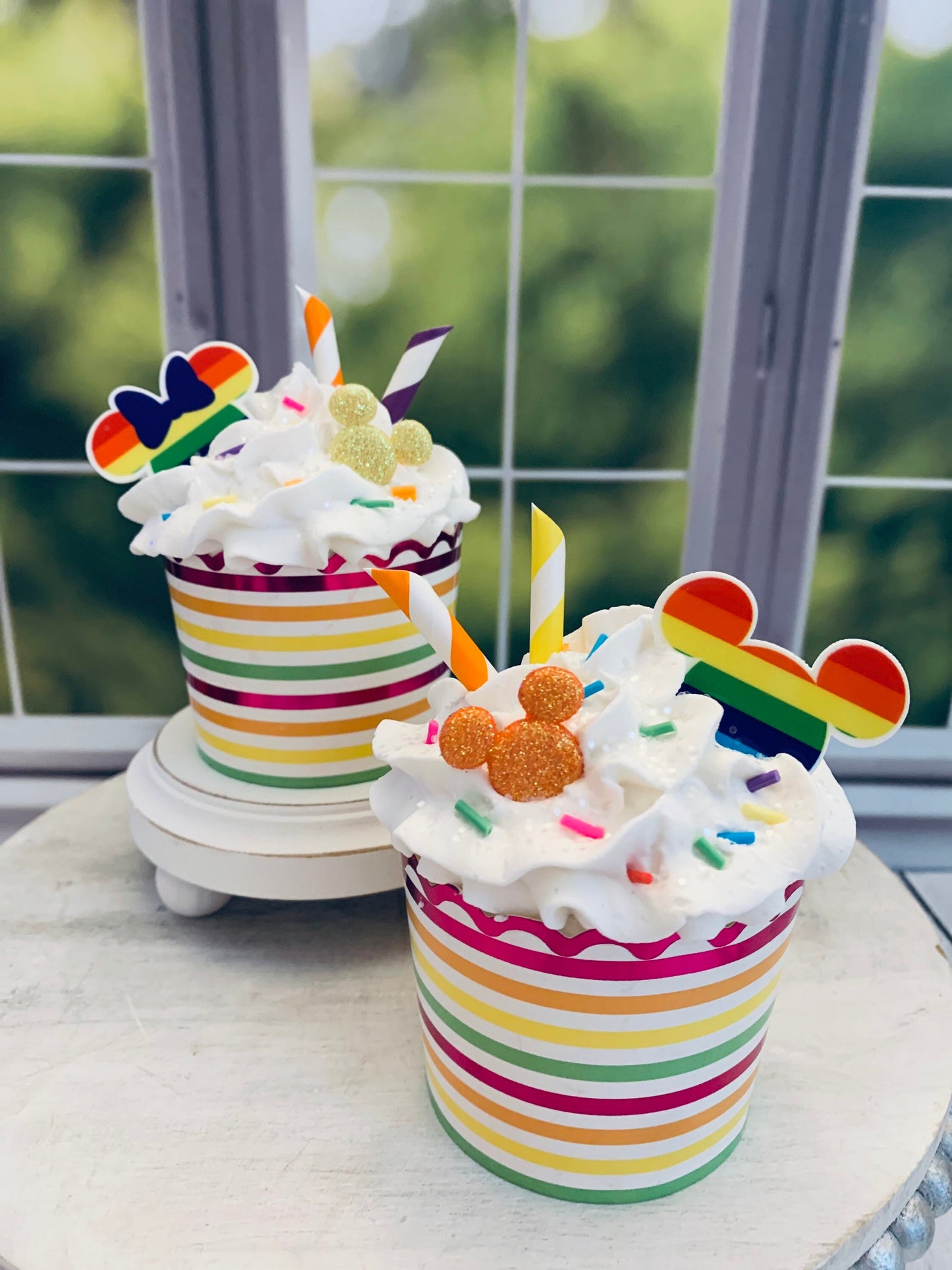 LGBTQ Faux Cupcakes- Tiered Tray- Mickey - Minnie Inspired- Coffee Bar Decor