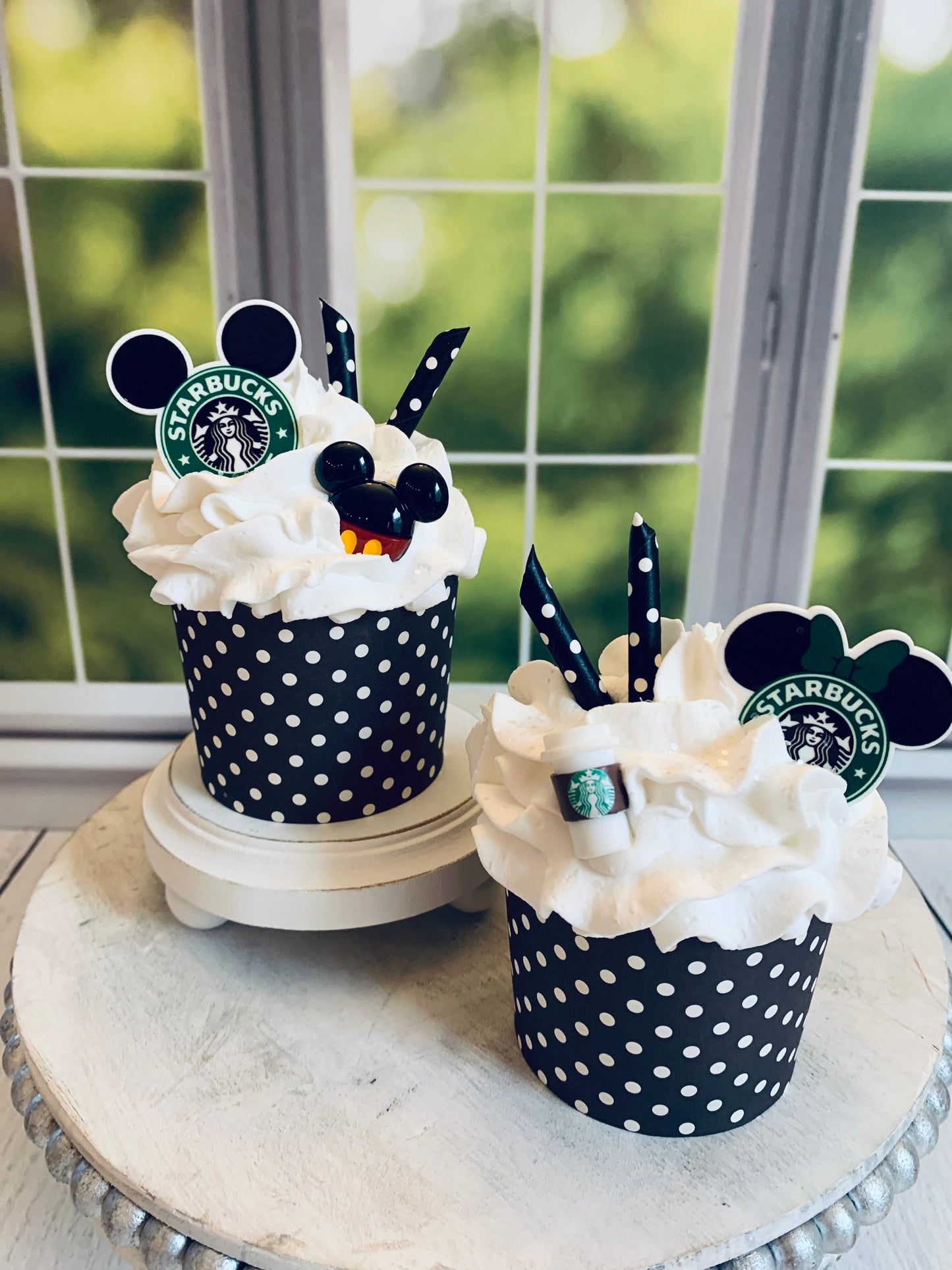 Faux Cupcakes- Starbucks- Mickey-Minnie- Tiered Trays- Coffee Bar- Farmhouse -Food Props