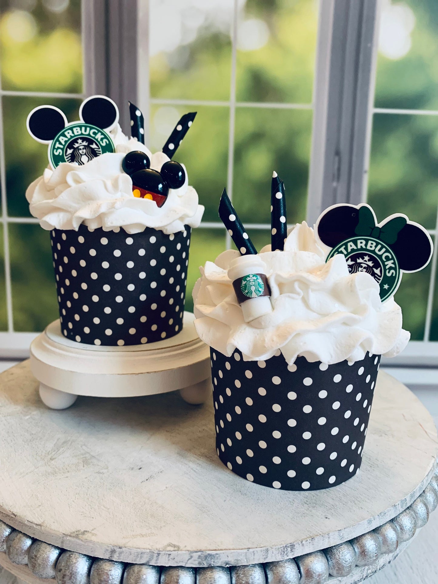 Faux Cupcakes- Starbucks- Mickey-Minnie- Tiered Trays- Coffee Bar- Farmhouse -Food Props