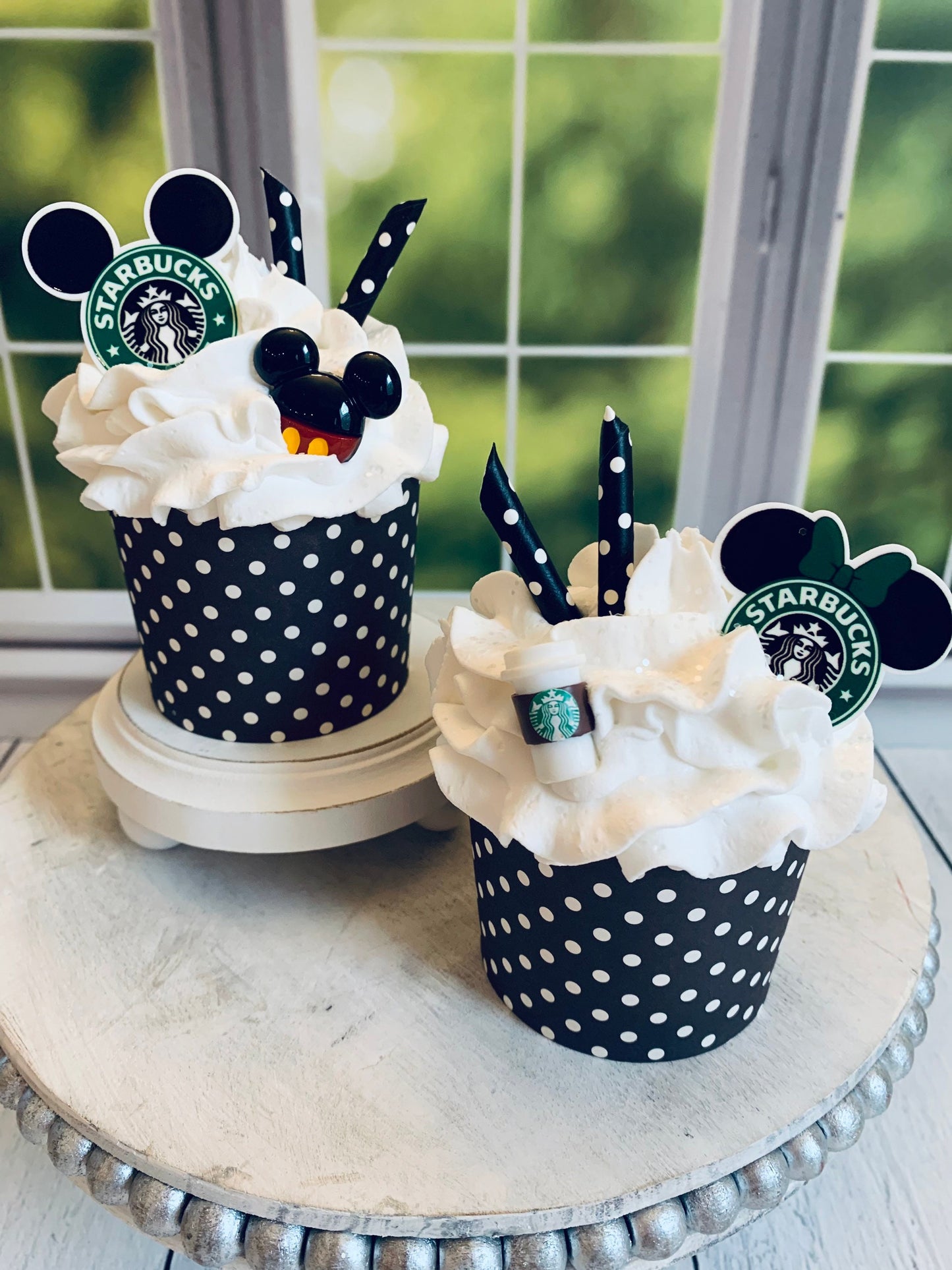 Faux Cupcakes- Starbucks- Mickey-Minnie- Tiered Trays- Coffee Bar- Farmhouse -Food Props