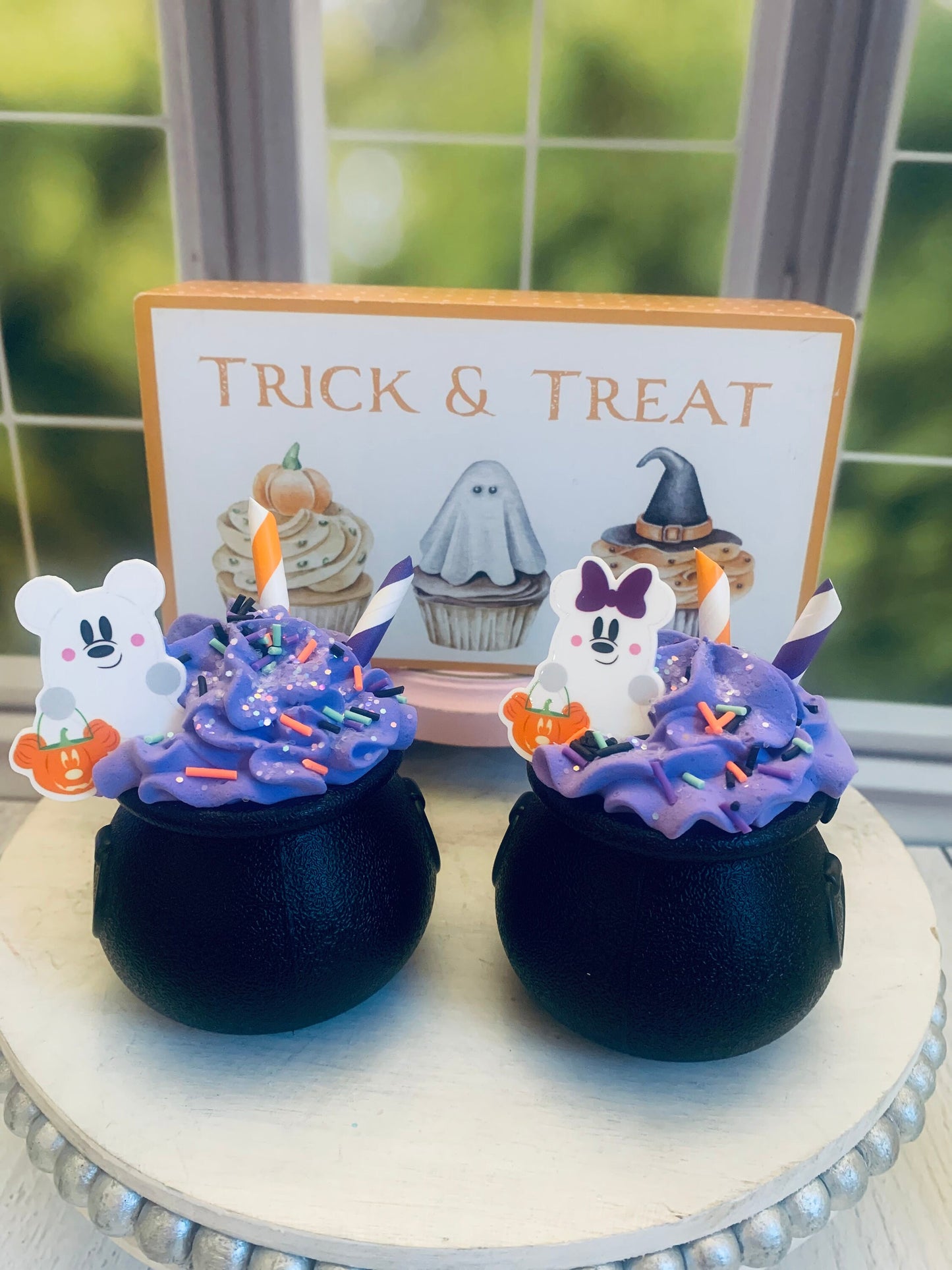 Disney Inspired Halloween Faux Cauldrons- Halloween Decor-Tiered Tray Decor- Mickey- Minnie Decor